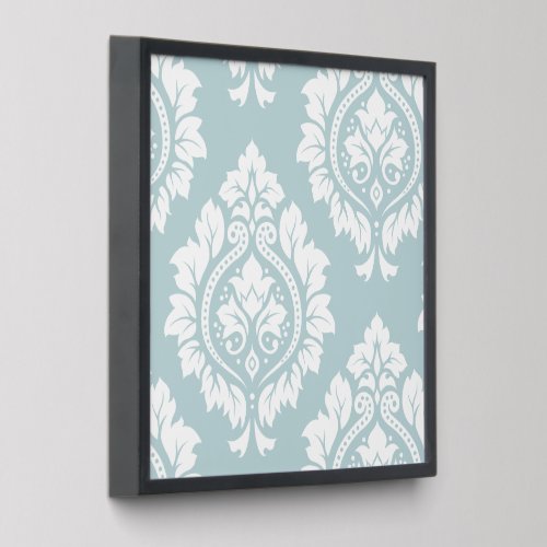 Decorative Damask Art I White on Duck Egg Blue Peel And Stick Photo Tile Decorative Damask Art I White on Duck Egg Blue Peel And Stick Photo Tile