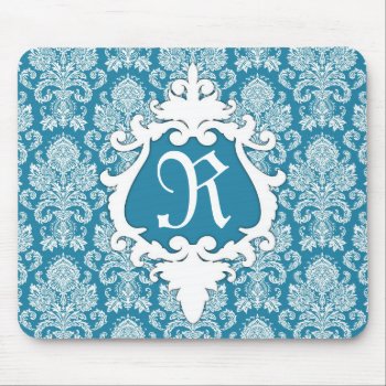 Decorative Damask Monogram Mousepad by wrkdesigns at Zazzle