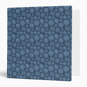 Decorative Dark Blue Floral Pattern 3 Ring Binder