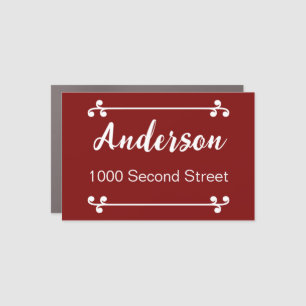 Decorative Deep Red Name Street Address Mailbox Car Magnet