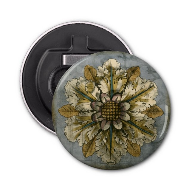 Decorative Demask Rosette on Grey Background Bottle Opener (Front)