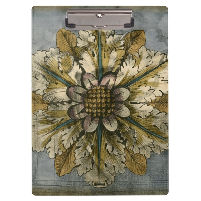 Decorative Demask Rosette on Grey Background Clipboard (Front)