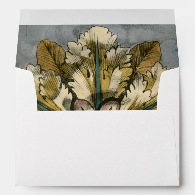 Decorative Demask Rosette on Grey Background Envelope (Back (Bottom))