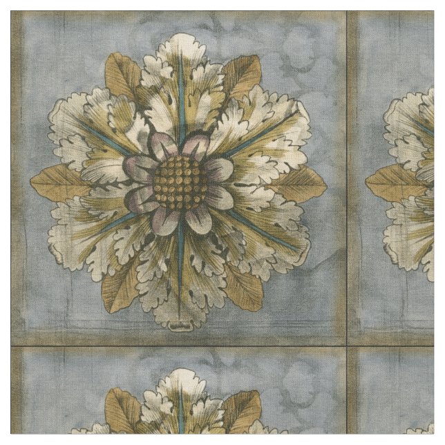 Decorative Demask Rosette on Grey Background Fabric (Close Up)