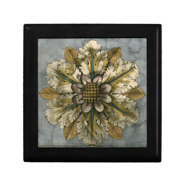 Decorative Demask Rosette on Grey Background Gift Box (Front)