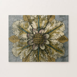 Decorative Demask Rosette on Grey Background Jigsaw Puzzle