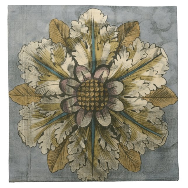 Decorative Demask Rosette on Grey Background Napkin (Front)