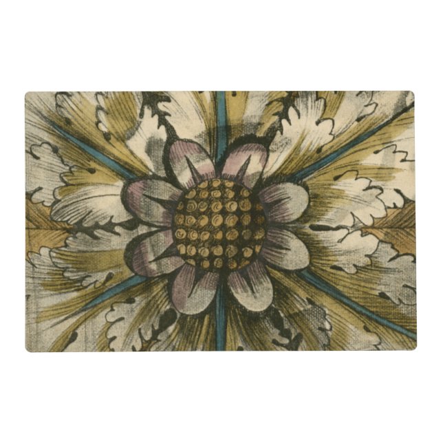Decorative Demask Rosette on Grey Background Placemat (Front)