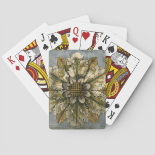 Decorative Demask Rosette on Grey Background Poker Cards
