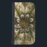 Decorative Demask Rosette on Grey Background Galaxy S4 Wallet Case<br><div class="desc">Jennifer Goldberger produced this decorative damask featuring a beautiful rosette over a grey background. A damask is a woven pattern that can be made of silk,  wool,  linen,  or other fabrics that was invented during the Byzantine empire. Purchase this print to show your friends your love of ancient culture!</div>