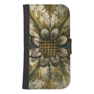 Decorative Demask Rosette on Grey Background Galaxy S4 Wallet Case