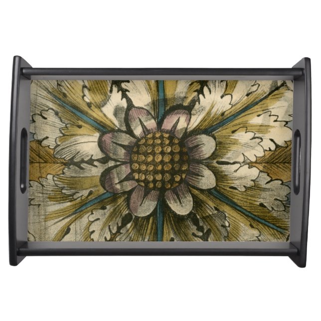 Decorative Demask Rosette on Grey Background Serving Tray (Front)