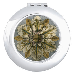 Decorative Demask Rosette on Grey Background Vanity Mirror