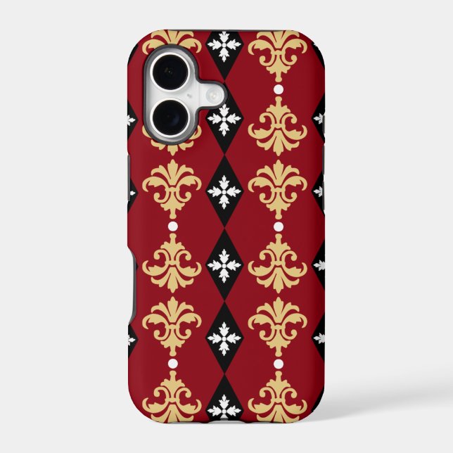 Decorative Diamond Damask Stripes iPhone Case (Back)