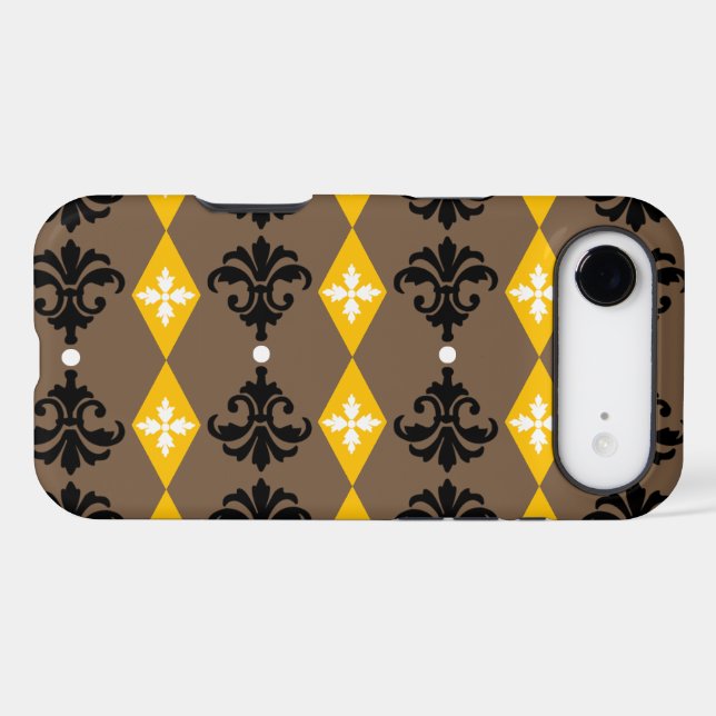 Decorative Diamond Damask Stripes iPhone Case (Back Horizontal)