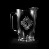 Decorative Diamond Monogrammed Glass Pitcher Beer Pitcher (Front)