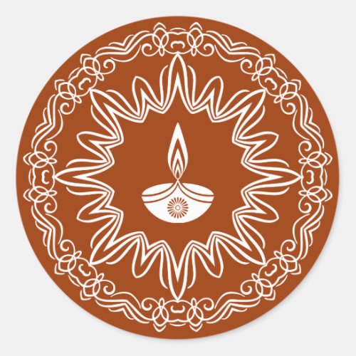 Decorative Diwali Lamp Design Classic Round Sticker