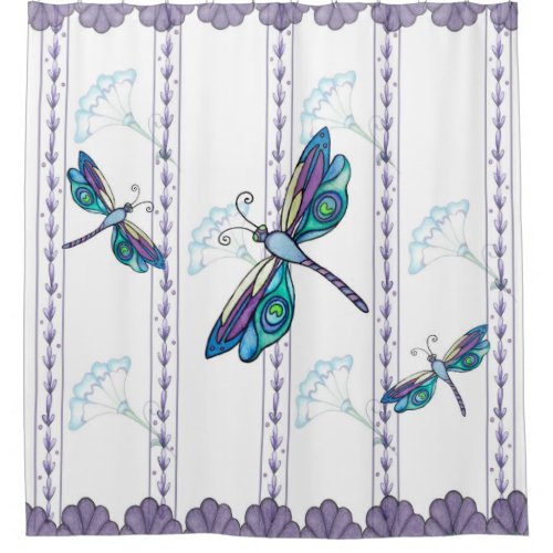Decorative Dragonflies Shower Curtain