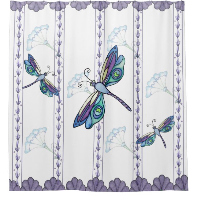Decorative Dragonflies Shower Curtain (Front)