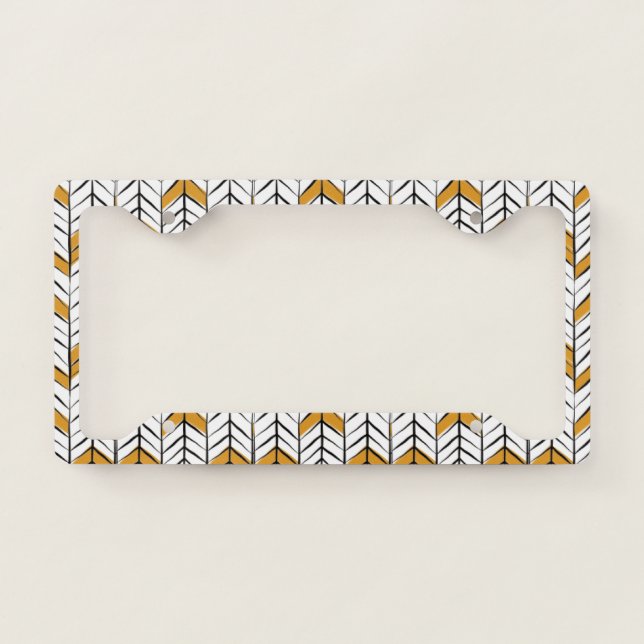 Decorative Drawn Golden Tribal Boho. License Plate Frame (Front)