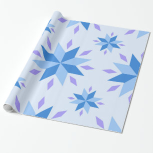 Decorative Dutch Snowflake Blue Geometric pattern Wrapping Paper