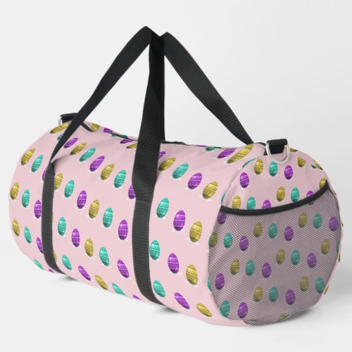 Decorative Easter eggs on pink Duffle Bag