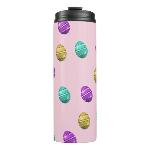 Decorative Easter eggs on pink Thermal Tumbler