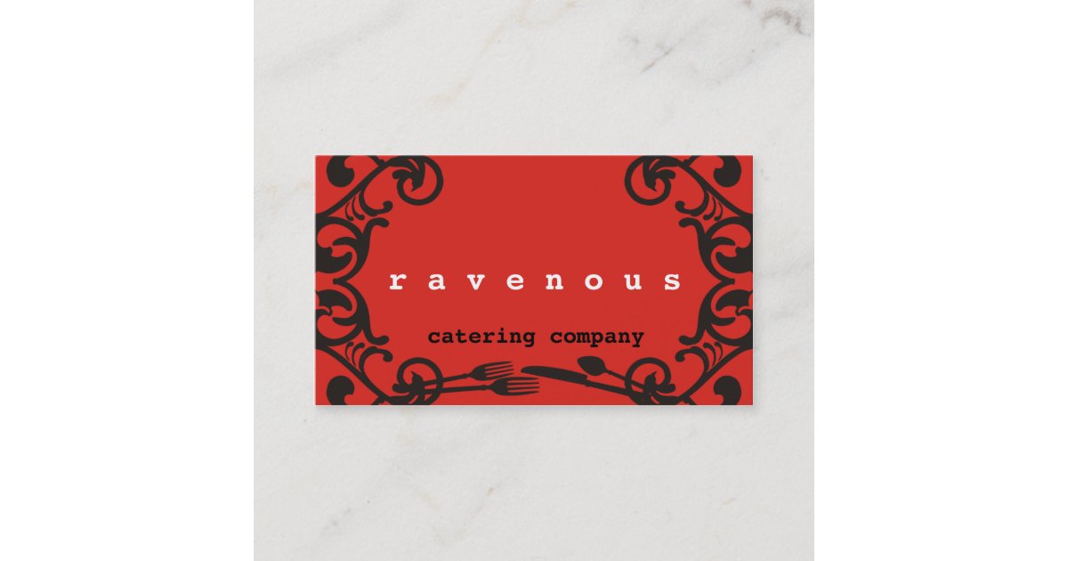 Decorative Eating Utensils Catering Business Card Zazzle Com