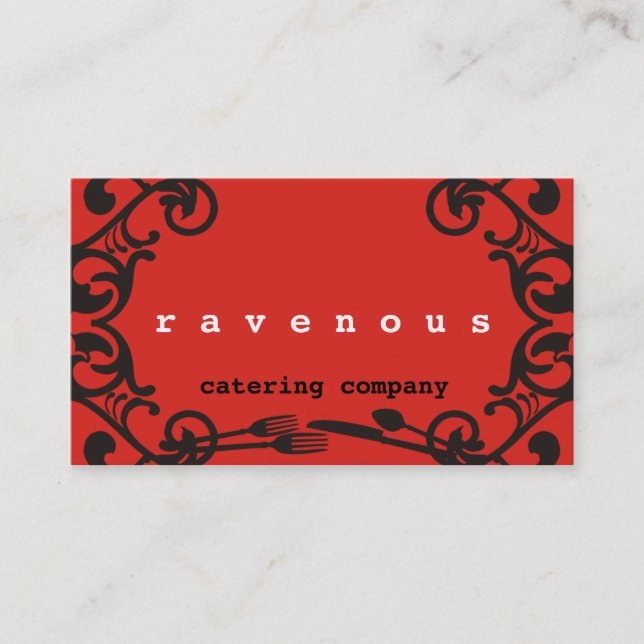 decorative eating utensils catering business card (Front)