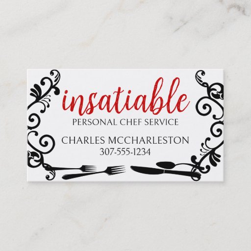 Customizable decorative eating utensils catering business card