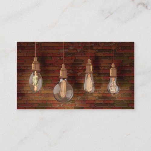 Decorative Edison Light Bulbs and Brick Wall Business Card