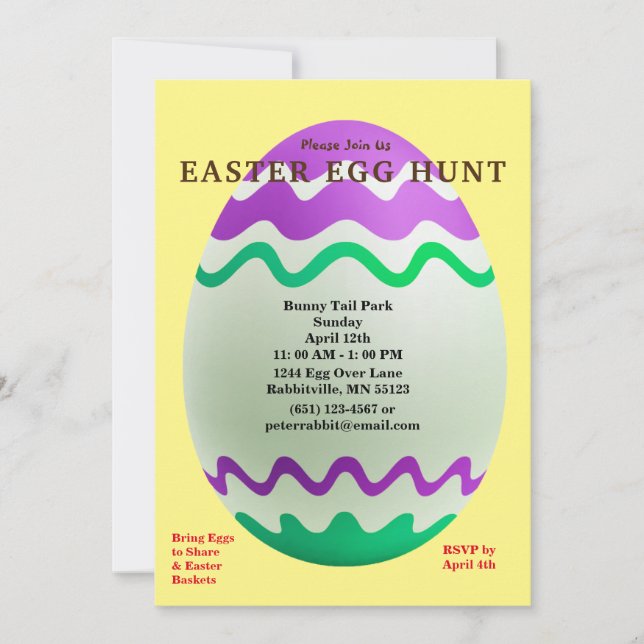Decorative Egg Easter Egg Hunt Zigzag Pattern Back Holiday Card (Front)