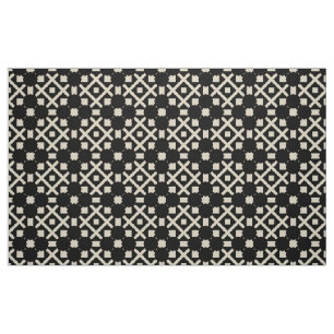 Decorative Elegant Black & Beige Geometric Pattern Fabric