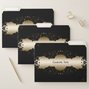 Decorative & Elegant Black & Gold Banner File Folder