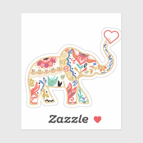 Decorative Elegant Elephant Ornate Florals Sticker