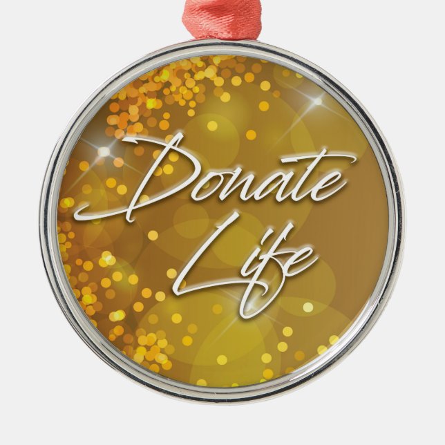 Decorative Elegant Gold Christmas Donate Life Metal Ornament (Front)