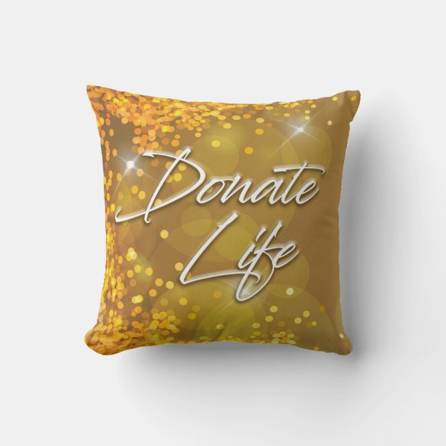 Decorative Elegant Gold Christmas Donate Life Throw Pillow (Front)
