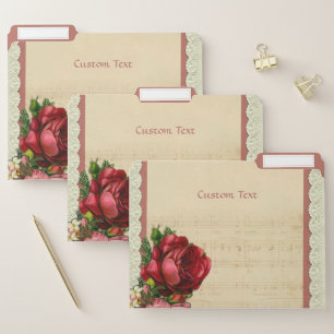 Decorative & Elegant Music & Rose in Lace File Folder