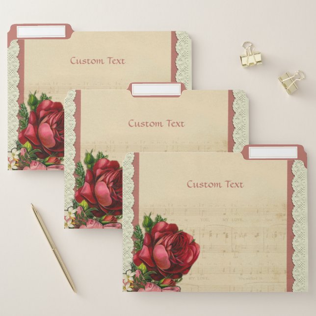 Decorative & Elegant Music & Rose in Lace File Folder (Set)