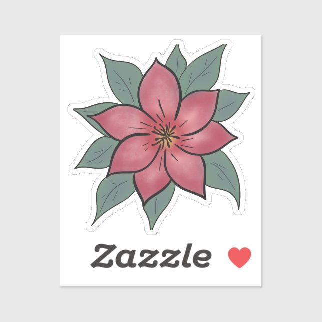 Decorative Elegant Red Flower Sticker (Sheet)