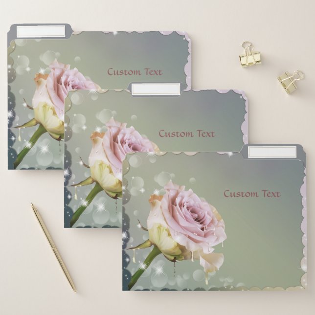 Decorative, Elegant & Romantic Purple Pink Rose File Folder (Set)