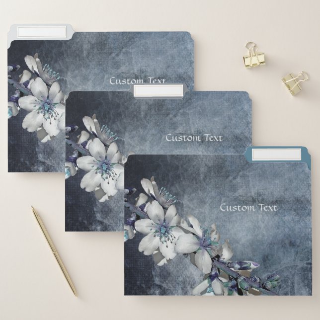Decorative & Elegant Romantic White Flowers Custom File Folder (Set)