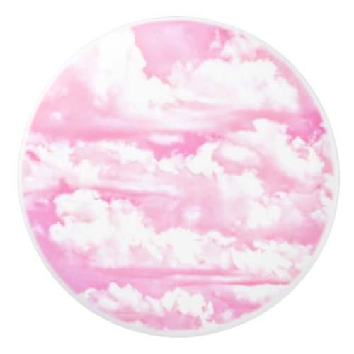 Decorative Elegant Soft Powder Pink Clouds Ceramic Knob