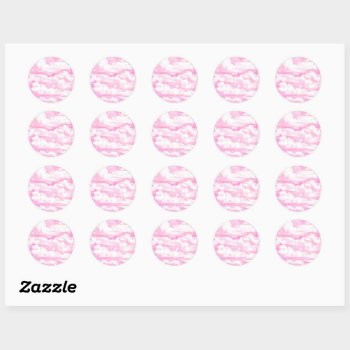 Decorative Elegant Soft Powder Pink Clouds Classic Round Sticker by MustacheShoppe at Zazzle