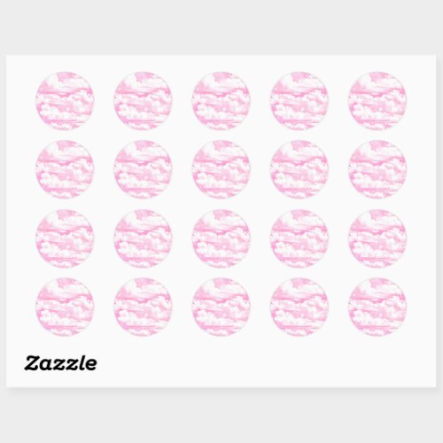 Decorative Elegant Soft Powder Pink Clouds Classic Round Sticker