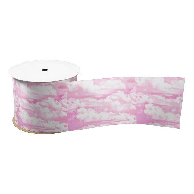 Decorative Elegant Soft Powder Pink Clouds Satin Ribbon (Spool)