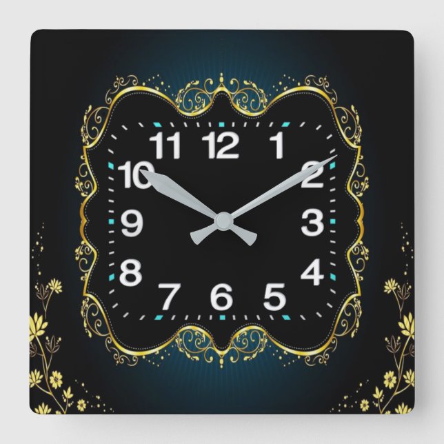 Decorative elegant square wall clock (Front)