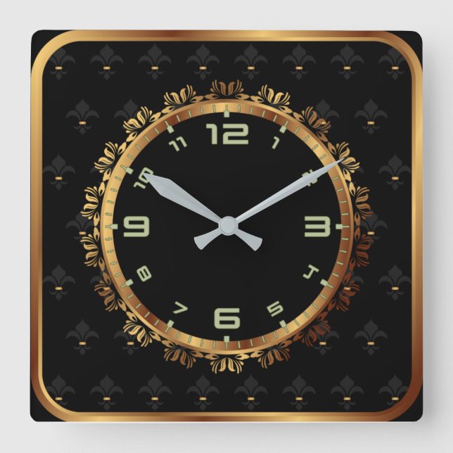 Decorative elegant square wall clock (Front)