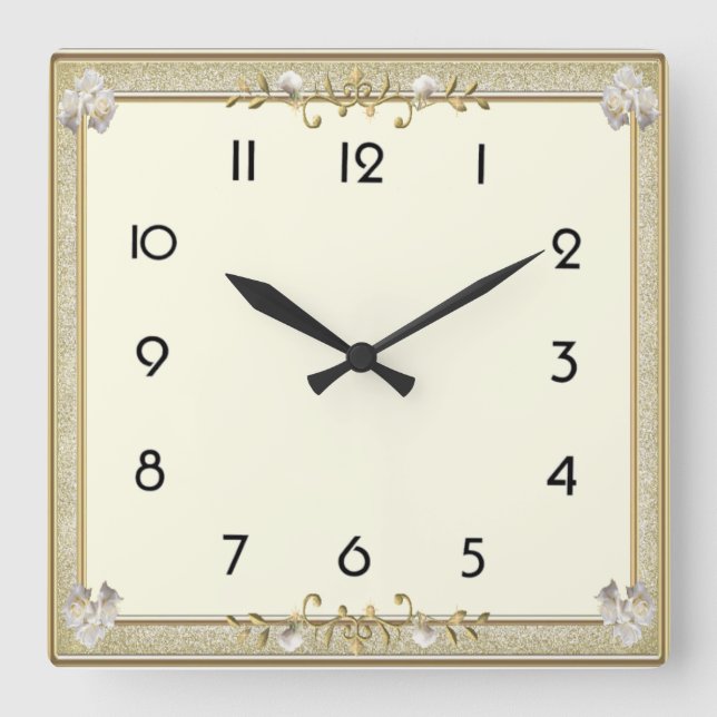 Decorative elegant square wall clock (Front)