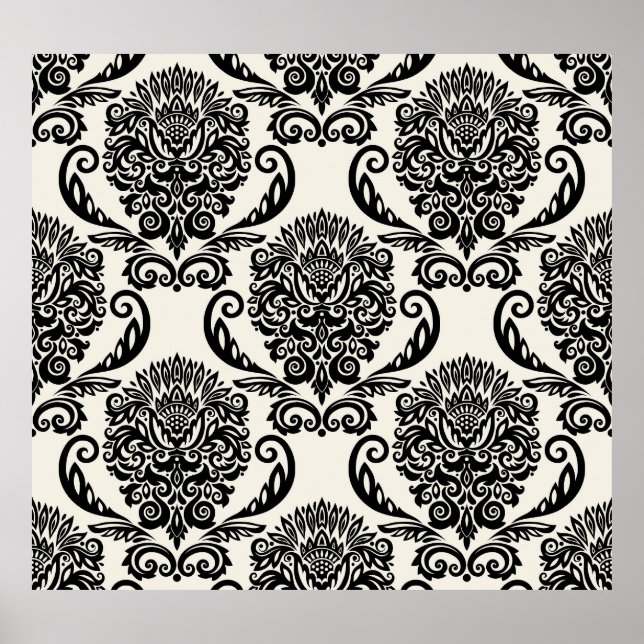 Decorative elements, freehand seamless drawing. poster (Front)